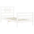 Cadre de lit avec tête de lit blanc simple bois massif