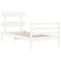 Cadre de lit avec tête de lit blanc simple bois massif