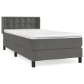 cadre de lit et matelas Gris foncé 80x200 cm Velours