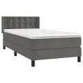 cadre de lit et matelas Gris foncé 80x200 cm Velours