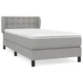 cadre de lit avec matelas Gris clair 80x200 cm Tissu