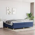 cadre de lit avec matelas Bleu 200x200 cm Tissu