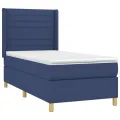 cadre de lit avec matelas Bleu 100x200 cm Tissu