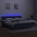 cadre de lit et matelas et LED Bleu 200x200 cm Tissu