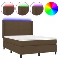 cadre de lit matelas LED Marron foncé 140x200 cm