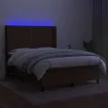 cadre de lit matelas LED Marron foncé 140x200 cm