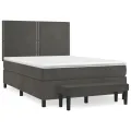cadre de lit et matelas Gris foncé 140x200cm Velours