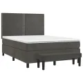 cadre de lit et matelas Gris foncé 140x200cm Velours