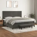 cadre de lit et matelas Gris foncé 200x200cm Velours