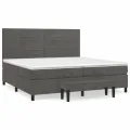cadre de lit et matelas Gris foncé 200x200cm Velours