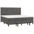 cadre de lit et matelas Gris foncé 200x200cm Velours