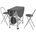 Ensemble de salle à manger pliable 5 pièces MDF noir