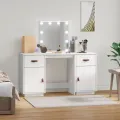 Ensemble de coiffeuse avec LED Blanc Bois de pin solide