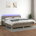 cadre de lit et matelas et LED Taupe 200x200cm Tissu