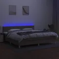 cadre de lit et matelas et LED Taupe 200x200cm Tissu