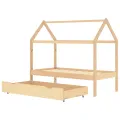 Cadre de lit pour enfant et un tiroir bois pin massif 80x160 cm