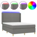 cadre de lit matelas LED Gris foncé 140x200 cm Tissu
