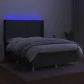 cadre de lit matelas LED Gris foncé 140x200 cm Tissu