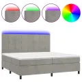 cadre de lit matelas et LED Gris clair 200x200 cm