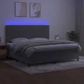 cadre de lit matelas et LED Gris clair 200x200 cm
