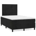 cadre de lit avec matelas Noir 120x200 cm Velours