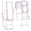 Armoire à bijoux miroir avec lumières LED sur pied noir
