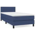 cadre de lit avec matelas Bleu 90x190 cm Tissu