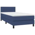 cadre de lit avec matelas Bleu 90x190 cm Tissu