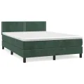 cadre de lit et matelas Vert foncé 140x200cm Velours