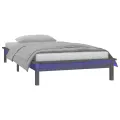 Cadre de lit à LED gris 90x190 cm simple bois massif