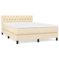 cadre de lit avec matelas Crème 140x200 cm Tissu