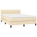 cadre de lit avec matelas Crème 140x200 cm Tissu