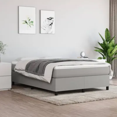 cadre de lit avec matelas Gris clair 140x190cm Tissu