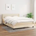 cadre de lit avec matelas Crème 140x200 cm Tissu