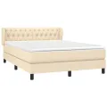 cadre de lit avec matelas Crème 140x200 cm Tissu