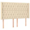 cadre de lit matelas et LED Crème 140x190 cm Tissu