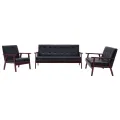 Ensemble de canapés 3 pcs Noir Similicuir