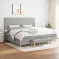 cadre de lit avec matelas Gris clair 200x200cm Tissu