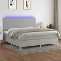 cadre de lit et matelas et LED Gris clair 200x200 cm