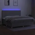 cadre de lit et matelas et LED Gris clair 200x200 cm