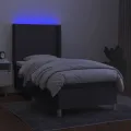 cadre de lit matelas LED Gris foncé 100x200 cm Tissu