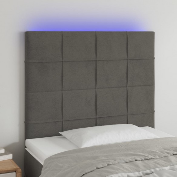 Tête de lit à LED Gris foncé 80x5x118/128 cm Velours