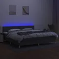 cadre de lit et matelas et LED Gris foncé 200x200 cm