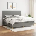 cadre de lit avec matelas Gris foncé 200x200cm Tissu