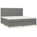cadre de lit avec matelas Gris foncé 200x200cm Tissu