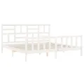 Cadre de lit avec tête de lit blanc 200x200 cm bois massif