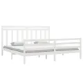 Cadre de lit Blanc Bois massif 200x200 cm