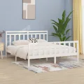 Cadre de lit Blanc Bois de pin massif 200x200 cm