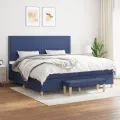 cadre de lit avec matelas Bleu 200x200 cm Tissu