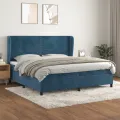 cadre de lit et matelas Bleu foncé 200x200cm Velours